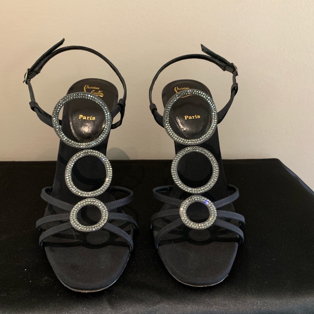 Christian Louboutin Black Satin Stilettos